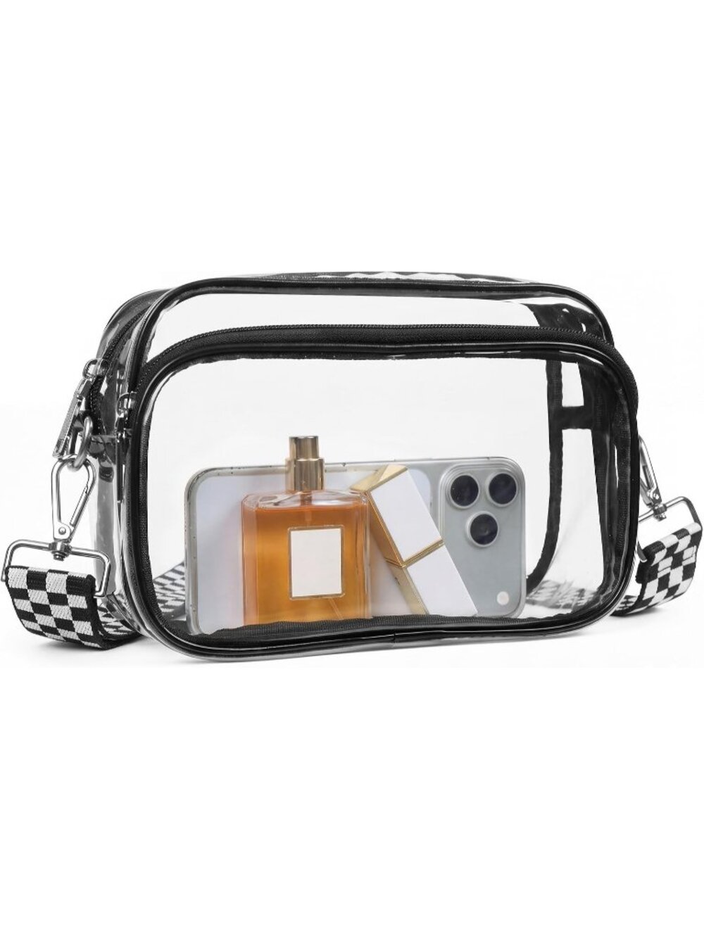Women's Clear Black Small PU Leather Crossbody Bag Purse Shoulder Handbags